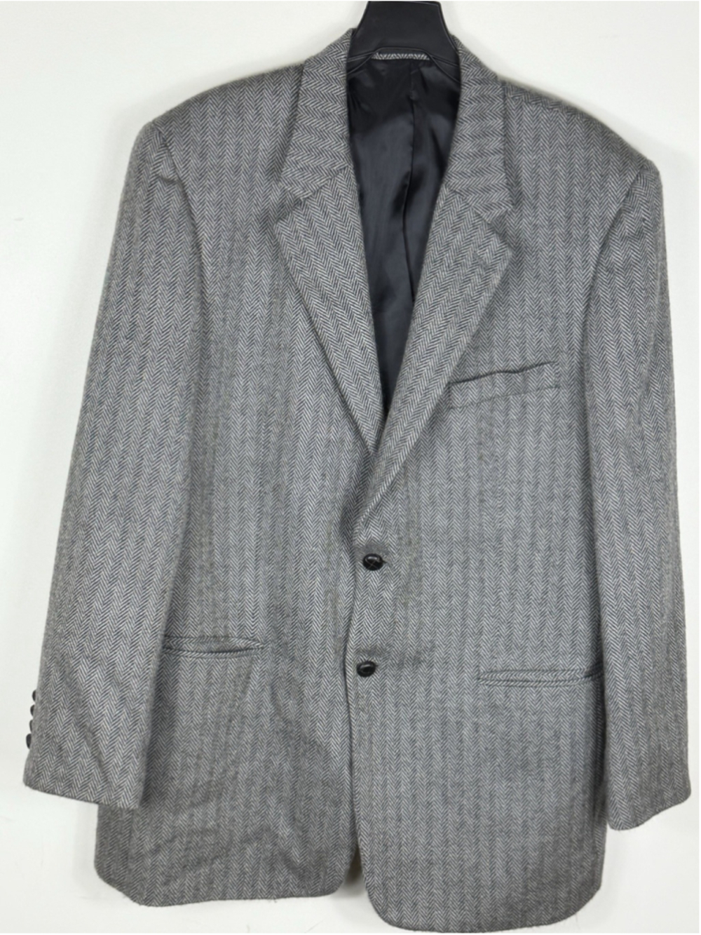 Savile Row Wool Herringbone Single Breasted Sport Jacket Blazer Size L 46 Gray